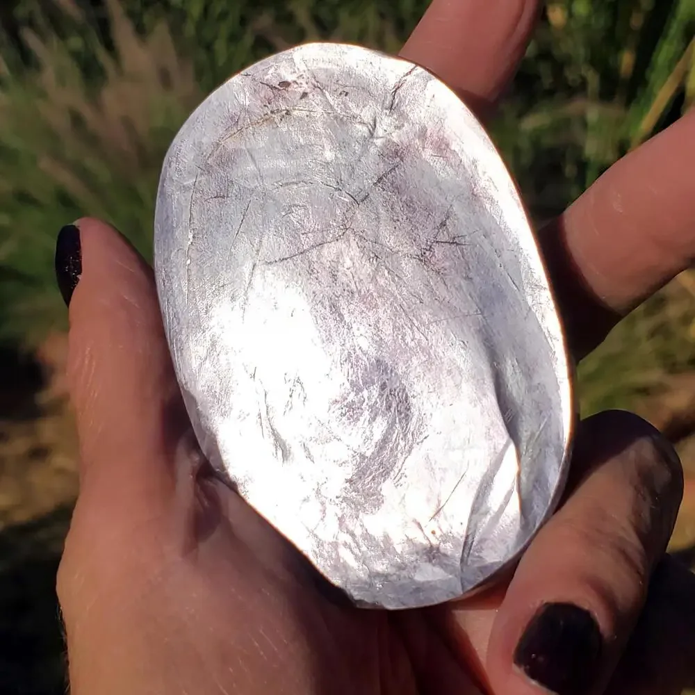 Brazilian Purple Mica Double Side Flash Crystal Palmstone Freeform 132 Grams